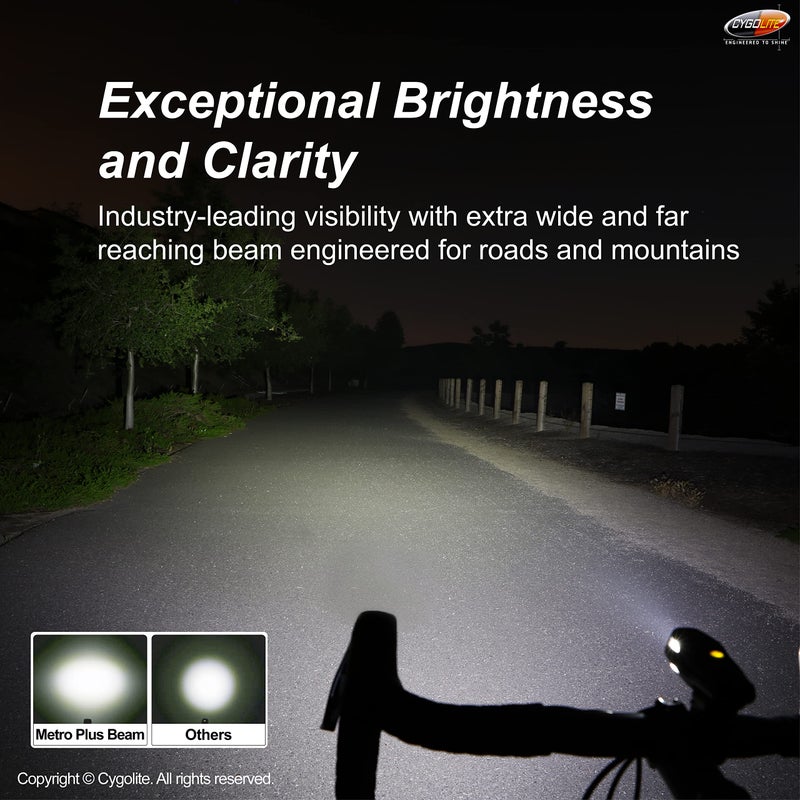 CYGOLITE Metro Plusâ€“ 800 Lumen Bike Lightâ€“ 5 Night & 3 Daytime Modesâ€“ Compact & Durable â€“ IP67 Waterproofâ€“ Secured Hard Mountâ€“ USB Rechargeable Headlight, Black - Image 3